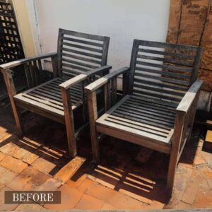 Adelaide Hills outdoor bench restoration – sanded and stained for weather protection and style.