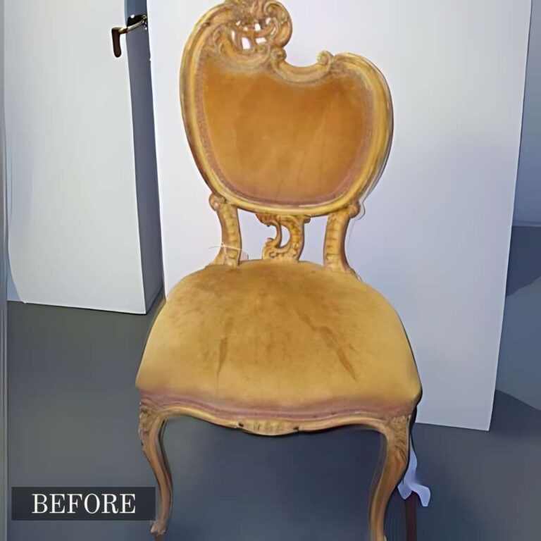 Dining chair upholstery repair in Adelaide, showcasing stained and worn chairs restored to a clean, refreshed look.