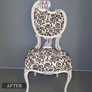 Dining chair upholstery repair in Adelaide, showcasing stained and worn chairs restored to a clean, refreshed look.