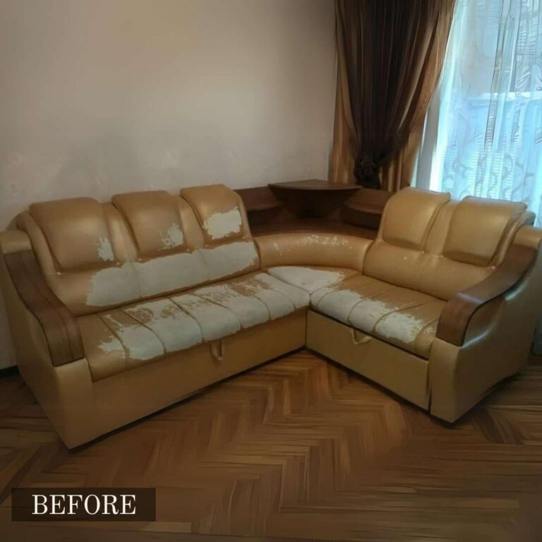 Leather armchair repair in Adelaide, showcasing cracked leather repaired and smoothed out for a restored shine.