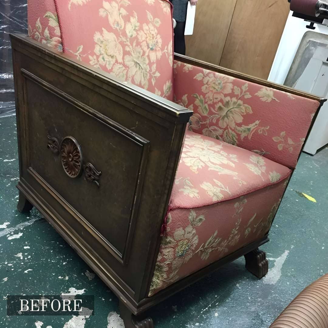 Before and after antique furniture restoration – showcasing the transformation from worn-out to pristine condition.