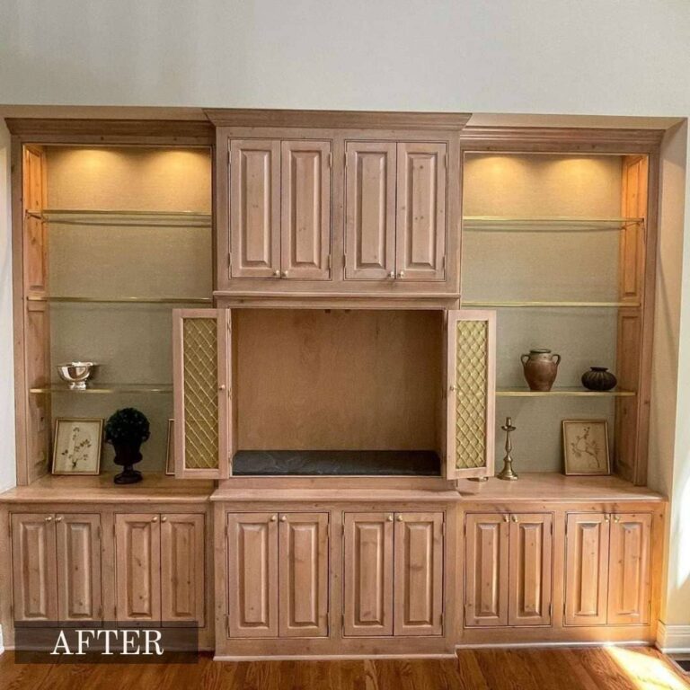 Pantry cabinet restoration in Adelaide, showing scratched and worn wood refinished and repaired for a refreshed appearance.