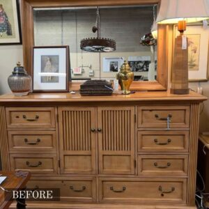 Victorian dresser restoration in Adelaide showing a weathered, chipped wood dresser fully restored to its original elegance.