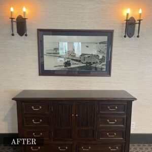 Victorian dresser restoration in Adelaide showing a weathered, chipped wood dresser fully restored to its original elegance.